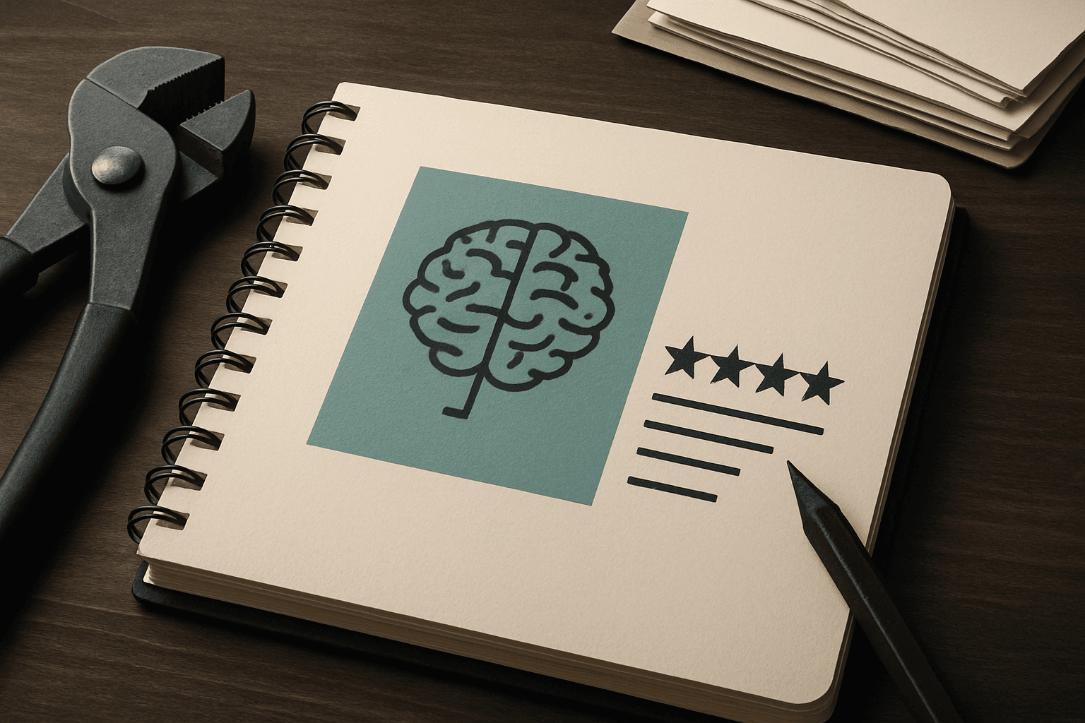 Illustrasjon til idéen Wirecutter for AI‑verktøy